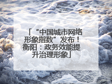 “中国城市网络形象指数”发布！衡阳：政务效能提升治理形象