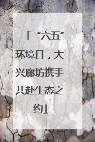 “六五”环境日，大兴廊坊携手共赴生态之约
