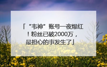 “韦神”账号一夜爆红！粉丝已破2000万，最担心的事发生了