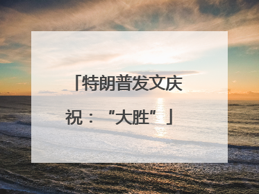 特朗普发文庆祝：“大胜”