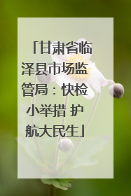 甘肃省临泽县市场监管局：快检小举措 护航大民生