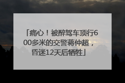 痛心！被醉驾车顶行600多米的交警蒋仲超，昏迷12天后牺牲