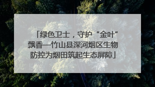 绿色卫士，守护“金叶”飘香—竹山县深河烟区生物防控为烟田筑起生态屏障