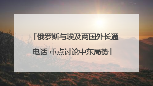 俄罗斯与埃及两国外长通电话 重点讨论中东局势
