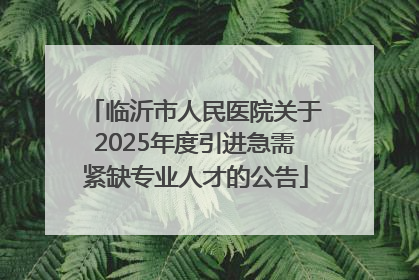 临沂市人民医院关于2025年度引进急需紧缺专业人才的公告