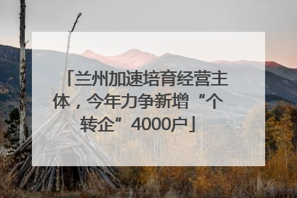 兰州加速培育经营主体，今年力争新增“个转企”4000户