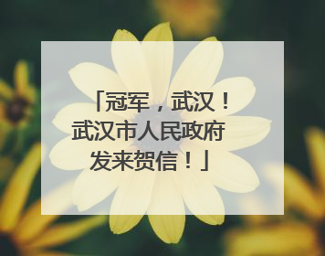 冠军，武汉！武汉市人民政府发来贺信！
