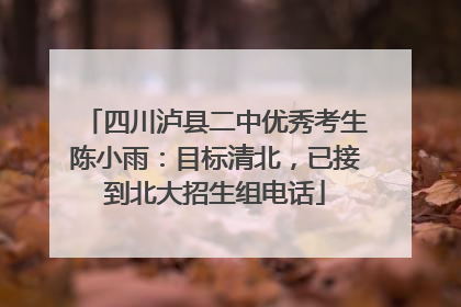 四川泸县二中优秀考生陈小雨：目标清北，已接到北大招生组电话
