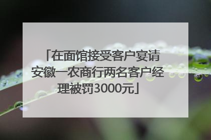 在面馆接受客户宴请 安徽一农商行两名客户经理被罚3000元