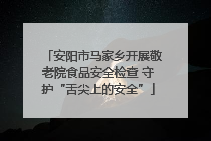安阳市马家乡开展敬老院食品安全检查 守护“舌尖上的安全”
