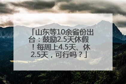 山东等10余省份出台：鼓励2.5天休假！每周上4.5天、休2.5天，可行吗？