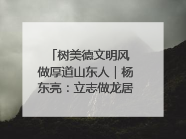 树美德文明风 做厚道山东人｜杨东亮：立志做龙居的“小丸童”