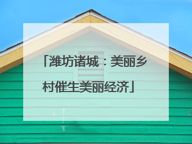 潍坊诸城：美丽乡村催生美丽经济