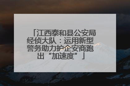 江西泰和县公安局经侦大队：运用新型警务助力护企安商跑出“加速度”