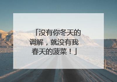 没有你冬天的调解，就没有我春天的菠菜！