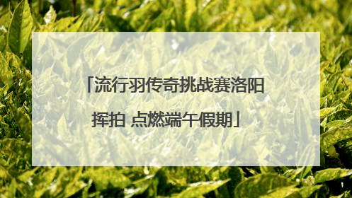 流行羽传奇挑战赛洛阳挥拍 点燃端午假期