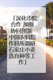 深化市院合作 加强协同创新 中国农科院作科所调研石家庄小麦选育种等工作