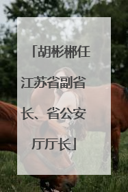 胡彬郴任江苏省副省长、省公安厅厅长