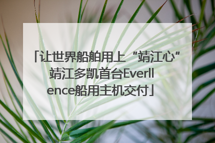 让世界船舶用上“靖江心” 靖江多凯首台Everllence船用主机交付