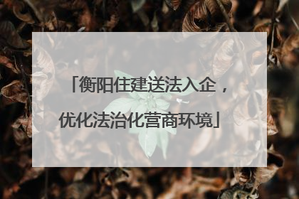 衡阳住建送法入企，优化法治化营商环境