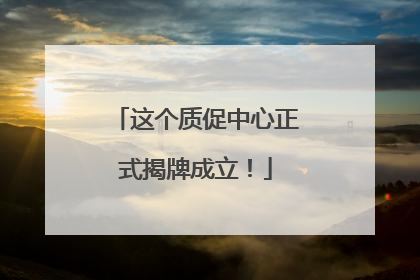 这个质促中心正式揭牌成立！