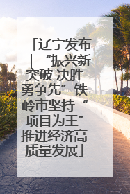 辽宁发布｜“振兴新突破 决胜勇争先”铁岭市坚持“项目为王”推进经济高质量发展