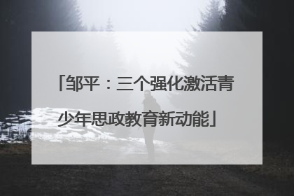 邹平：三个强化激活青少年思政教育新动能
