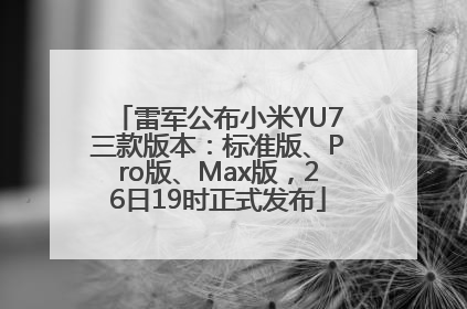 雷军公布小米YU7三款版本：标准版、Pro版、Max版，26日19时正式发布