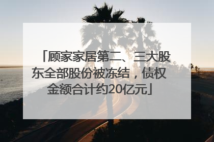 顾家家居第二、三大股东全部股份被冻结，债权金额合计约20亿元